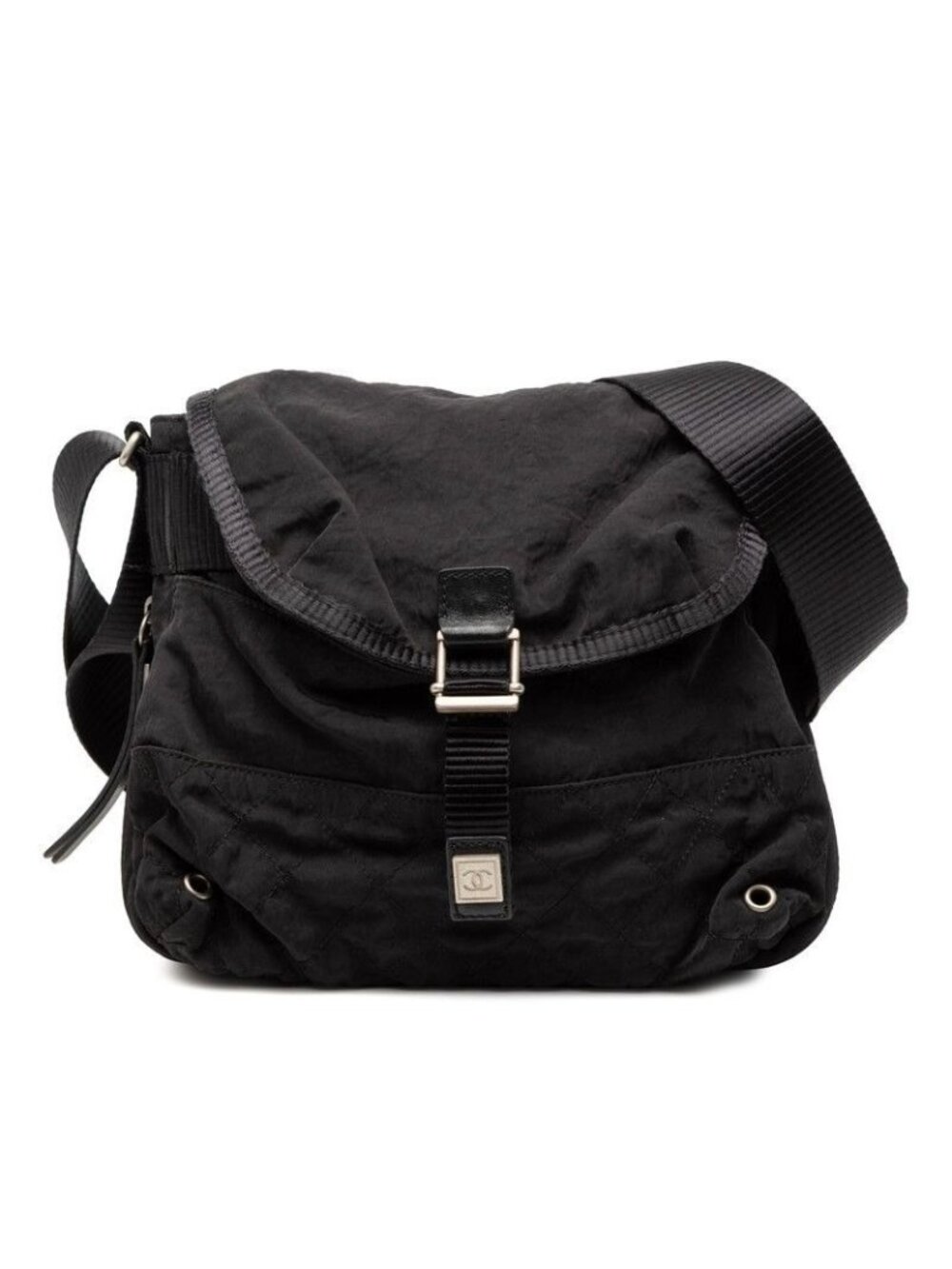 Chanel Sportsline Black Nylon Leather Shoulder Bag